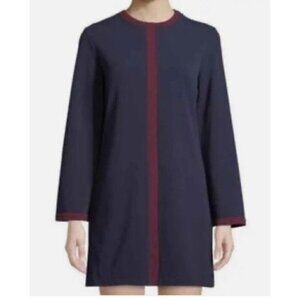 Alexa Admor Color lock Dress XS Bell Sleeve Crew Neck Career Navy/Burgundy